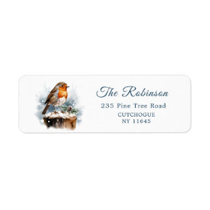 Red Robin Pine Cone Christmas return address label