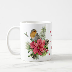  Red Robin Poinsettia Christmas Mug