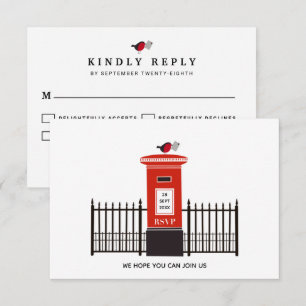 Red Robin Post Box Wedding RSVP Card