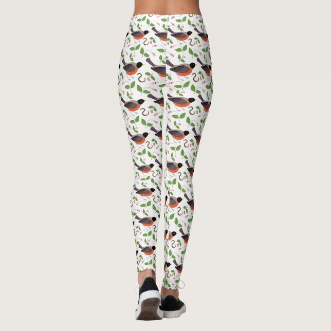 Red Robin Seasons Greetings Elegant White Bird Leggings (Back)