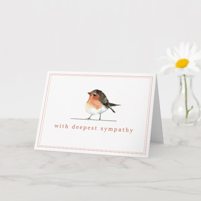 Red Robin- Simple Elegant Sympathy Card (Small Plant)