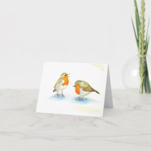Red Robins in Winter Card