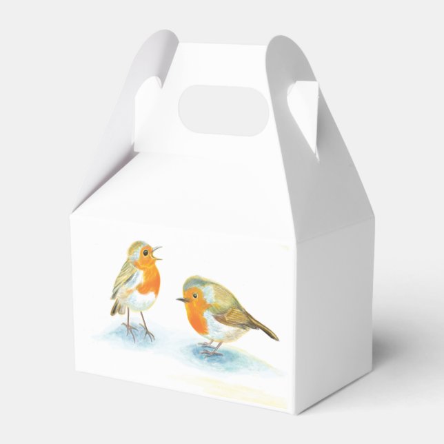 Red Robins in Winter  Favour Box (Front Side)
