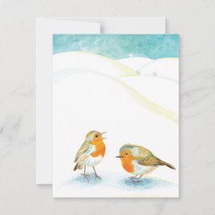 Red Robins in Winter Holiday Card