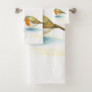 Red Robins in Winter Kitchen Towel