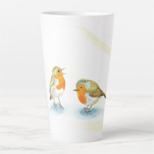 Red Robins in Winter Latte Mug