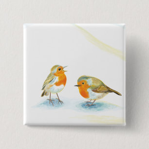 Red Robins in Winter Pocket Folder 15 Cm Square Badge