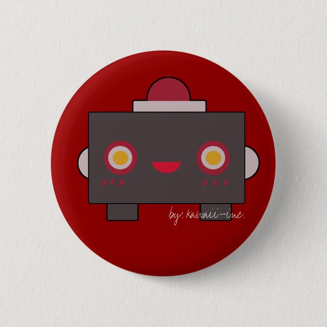 Red Robot 6 Cm Round Badge (Front)