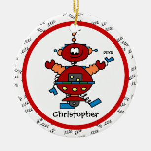Red Robot Personalised Boy Christmas Ornament