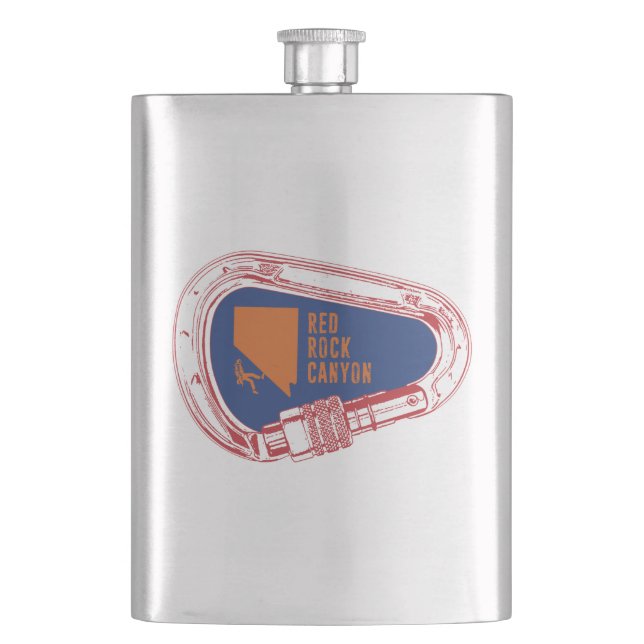 Red Rock Canyon Climbing Carabiner Hip Flask (Front)