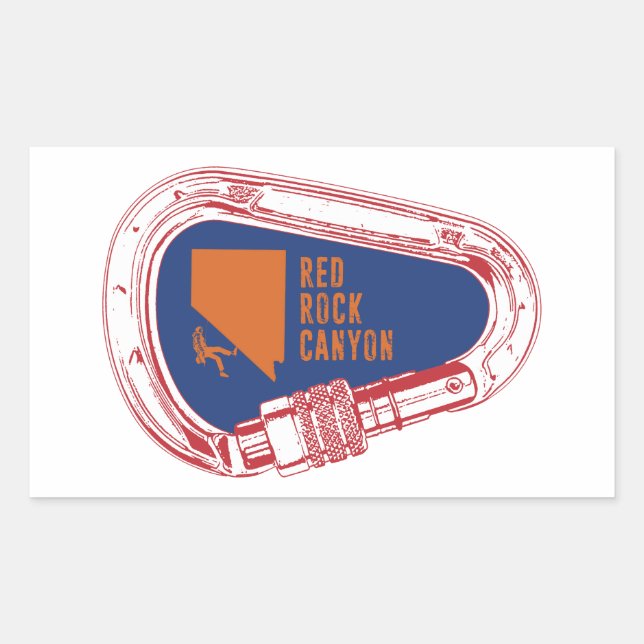 Red Rock Canyon Climbing Carabiner Rectangular Sticker (Front)
