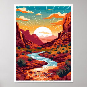 Red Rock Canyon Nevada Travel Vintage illustration Poster