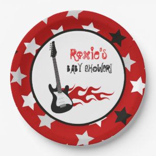 Red Rock Star Rock-a-Bye Paper Plates