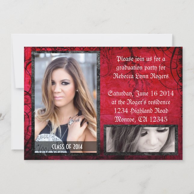 Red Rocker Photo Overlay Invitation (Front)