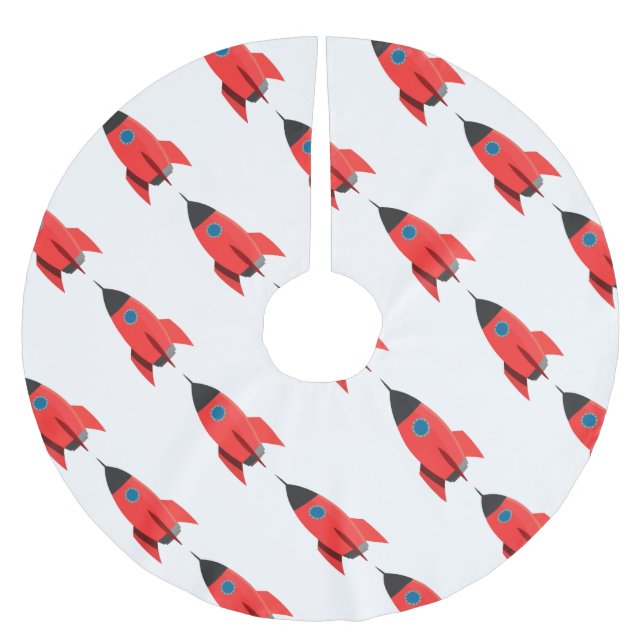 Red Rocket Brushed Polyester Tree Skirt (Front)
