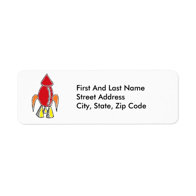 Red Rocket Ship Spaceship Cute Cartoon (Front)