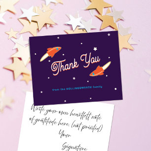 Red Rockets and Stars Dark Purple Thank You Card