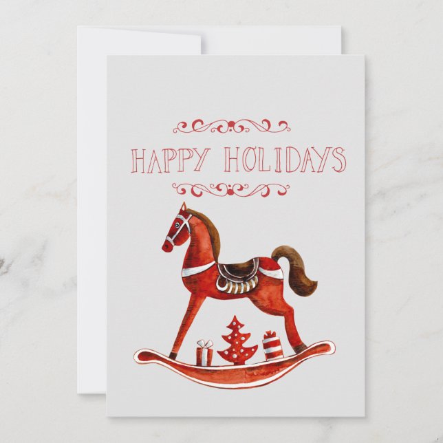 Red Rocking Horse Holiday Card (Front)