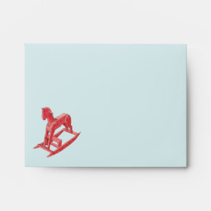 Red Rocking Horse stripes Note Card Envelope