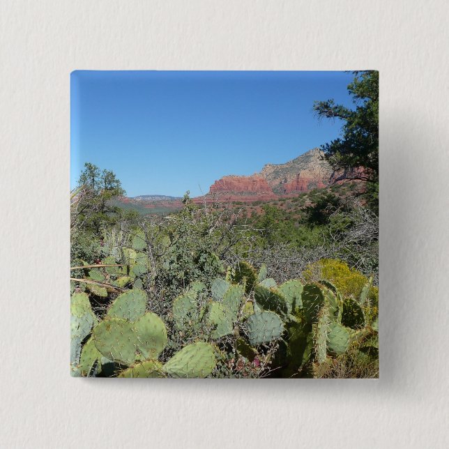 Red Rocks and Cacti I 15 Cm Square Badge (Front)