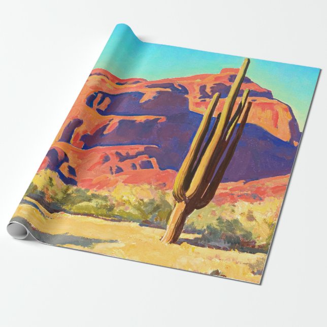 Red Rocks and Cactus, 1945 by Maynard Dixon Wrapping Paper (Unrolled)