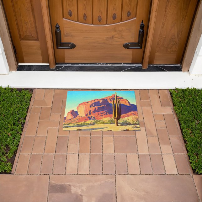 Red Rocks and Cactus by Maynard Dixon Doormat (Outdoor)