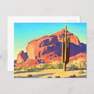 Red Rocks and Cactus by Maynard Dixon Invitation Postcard