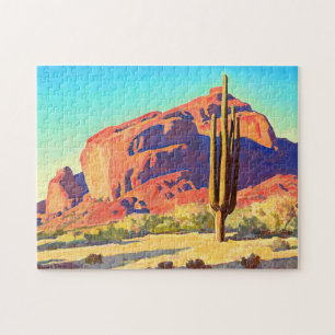 Red Rocks and Cactus by Maynard Dixon Jigsaw Puzzle