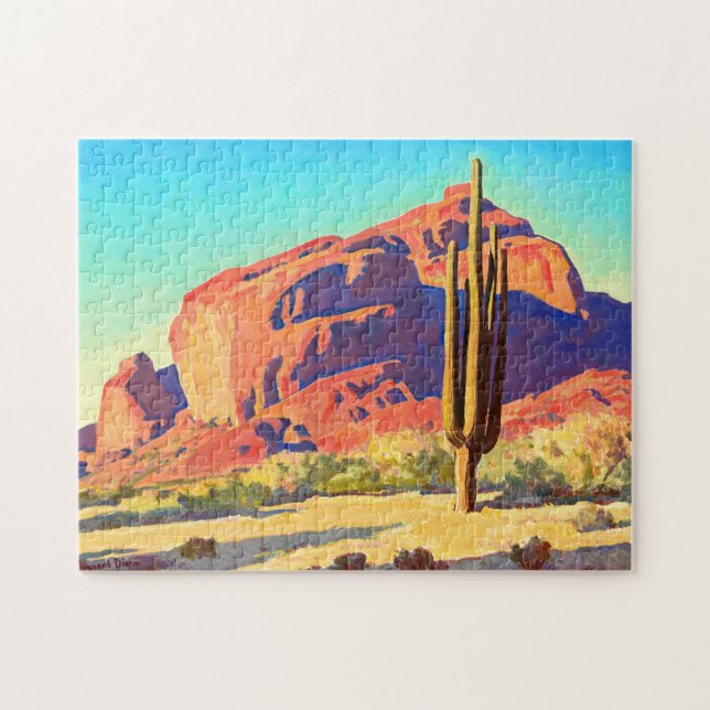 Red Rocks and Cactus by Maynard Dixon Jigsaw Puzzle (Horizontal)
