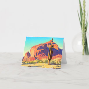 Red Rocks and Cactus by Maynard Dixon Thank You Card