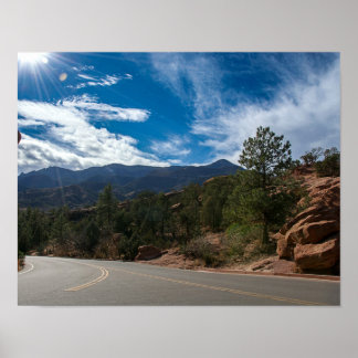 Red Rocks and the Rocky Mountains Poster
