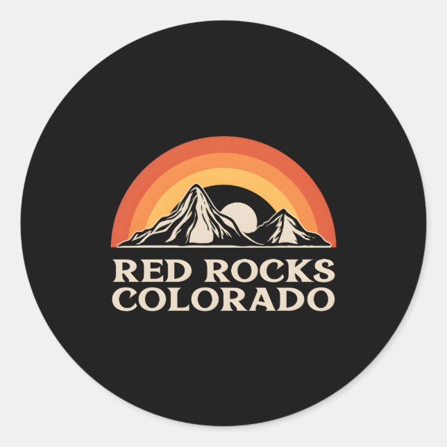 Red Rocks Colorado Mountain Classic Round Sticker (Front)