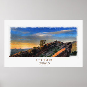 Red Rocks Oil Painting Poster