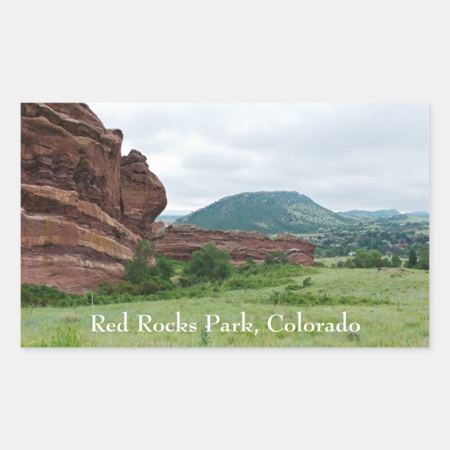 Red Rocks Park and Mountain Range Rectangular Sticker (Front)