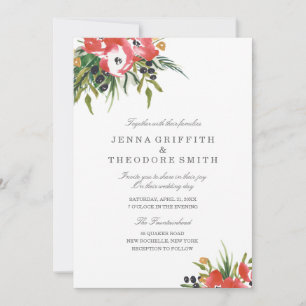 Red Romance Floral Wedding Invitation