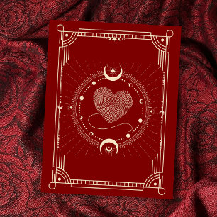Red romance tarot boho moon postcard