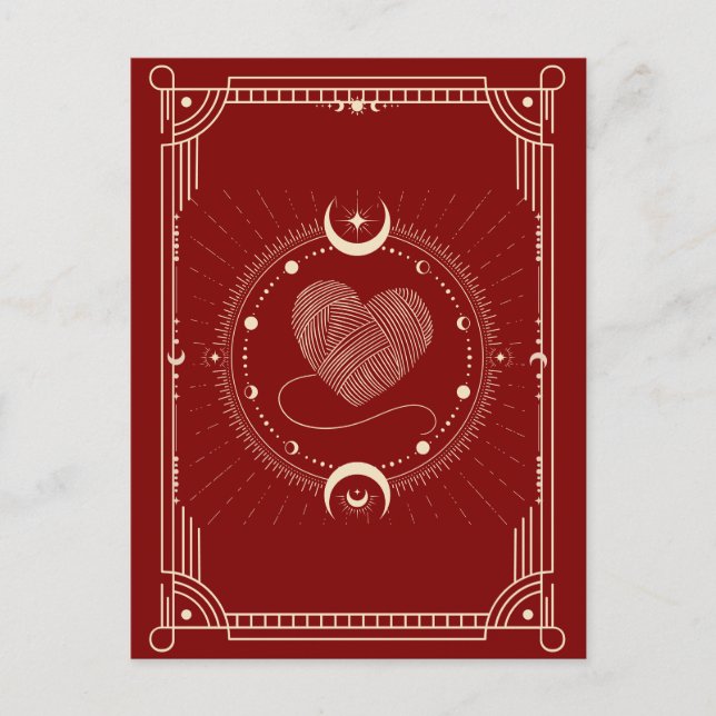 Red romance tarot boho moon  postcard (Front)