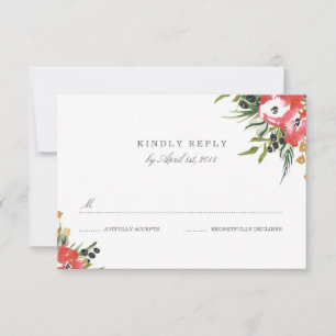 Red Romance Wedding RSVP Card