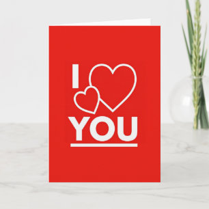 Red Romantic Hearts I Love You Card