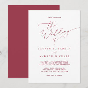 Red Romantic Holiday Minimalist Wedding Invitation