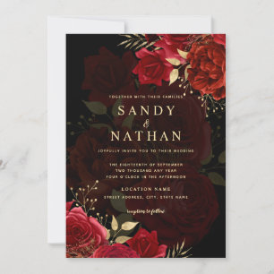 Red Romantic Rose Wedding Invitation