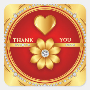 👑 Red Romantic Thank You Badge 🖤 Square Sticker