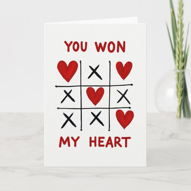 Red Romantic Tic Tac Toe Card (Front)