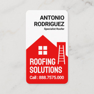 Red Roof Building Roofing Service Business Card