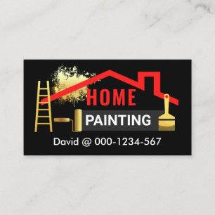 Red Roof Paint Splatter Painting Service Business Card