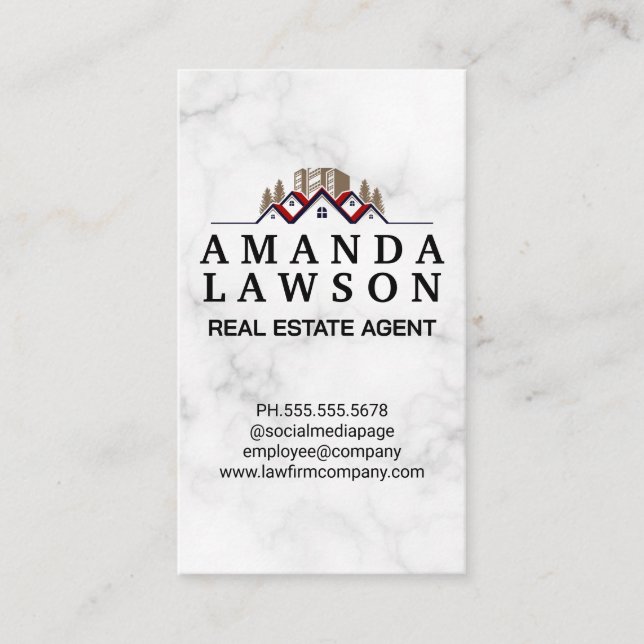 Red Roof Real Estate Logo and Trees | Property Appointment Card (Front)