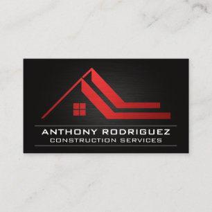 Red Roof Real Estate Logo   Black Background Business Card