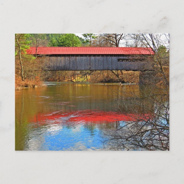Red Roof Reflects - Coombs Covered Bridge Postcard (Front)