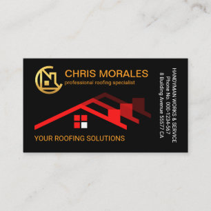 Red Roof Roofing Building Business Card