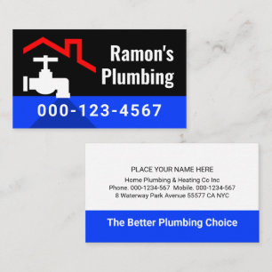 Red Roof With Leaking Faucet Business Card